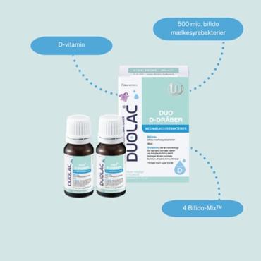 Duolac Duo D-dråber m/mælkesyrebakterier 2x7,5 ml 