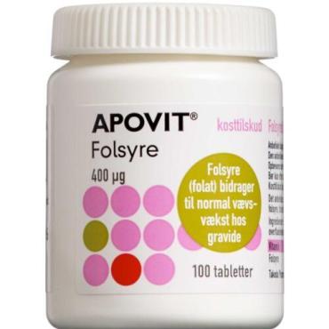 Apovit Folsyre 400 mikg 100 stk.