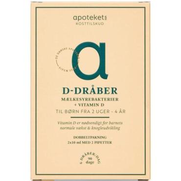 Apotekets D-dråber med mælkesyrebakterier 2 x 10 ml