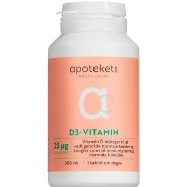 Apotekts D3-vitamin 25 mikg 300 stk