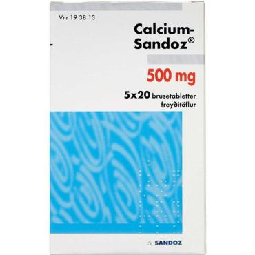 Sandoz Calcium Brusetabletter 500mg 100.stk (5X20)