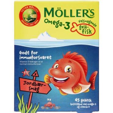 MØLLERS OMEGA-3 GELEFISK JORDBÆR 45ST